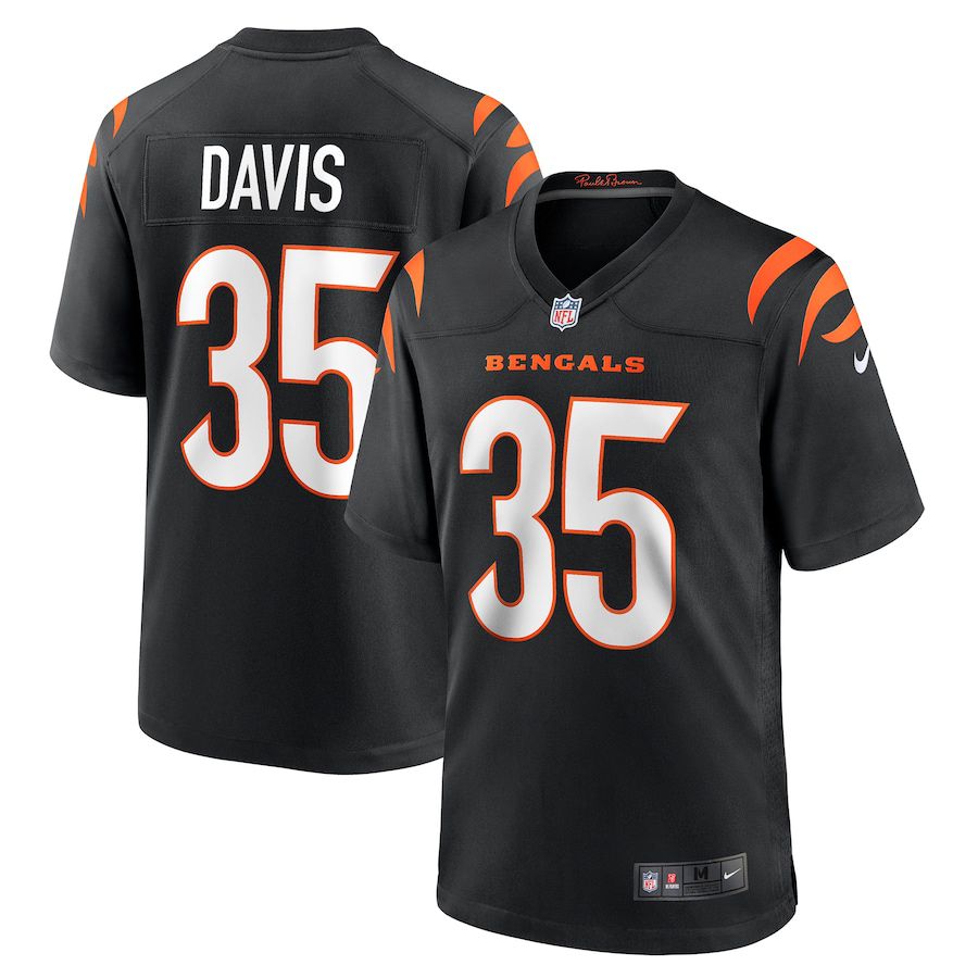 Men Cincinnati Bengals 35 Jalen Davis Nike Black Game Player NFL Jersey